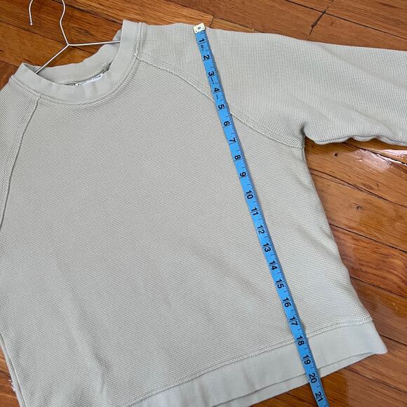 Frank and Oak Women's Light Green Waffle Knit Organic Cotton Sweatshirt Size M - Picture 13 of 14